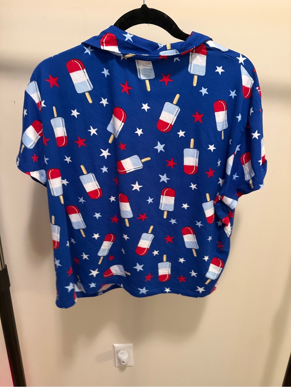 Blue Patriotic Popsicle-Print Women's Pajama Top - Picture 2 of 3